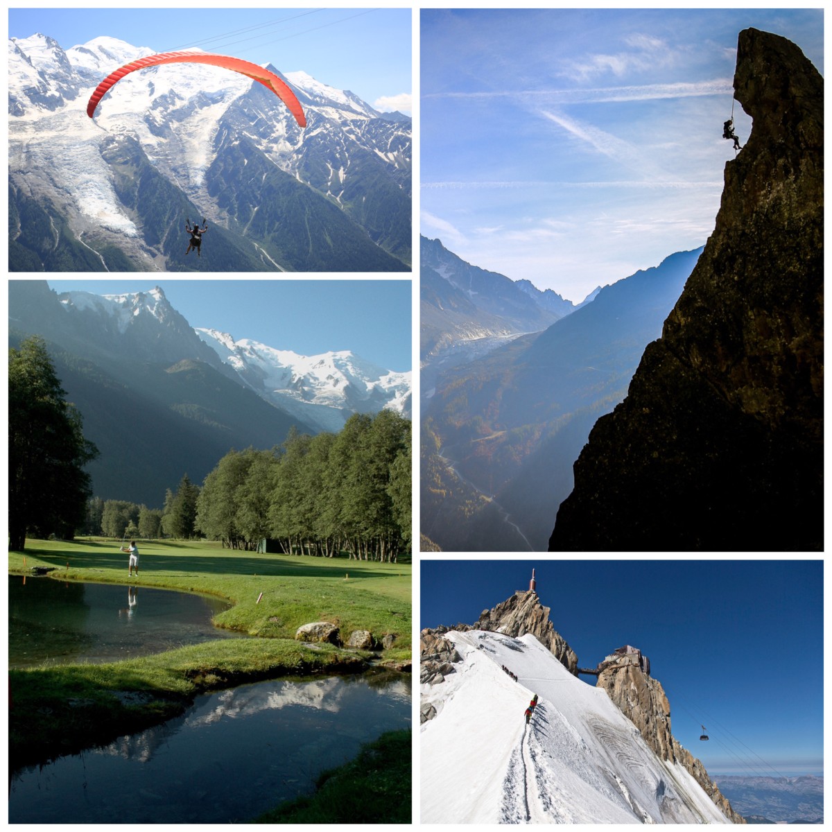 More things to do during a summer holiday in the French Alpine resort of Chamonix – Paragliding from Planpraz, playing a round of golf with Mont Blanc towering above, climbing to the Aiguillette d’Argentière, on snow-covered trails all the way up to the top of the Aiguille du Midi (Photos © Kjell Rosenlind, Golf de Chamonix, OT Vallée Chamonix-Mont-Blanc, brey-photography.de) More things to do during a summer holiday in the French Alpine resort of Chamonix – Paragliding from Planpraz, playing a round of golf with Mont Blanc towering above, climbing to the Aiguillette d’Argentière, on snow-covered trails all the way up to the top of the Aiguille du Midi (Photos © Kjell Rosenlind, Golf de Chamonix, OT Vallée Chamonix-Mont-Blanc, brey-photography.de)
