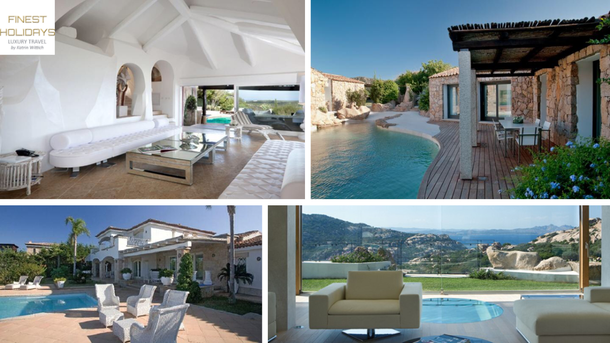 Porto Cervo, Sardinia – private holiday villas: Villa Anna (sleeps 16), Villa Marea (sleeps 14), Villa Bianca (sleeps 18), Villa Clarissa (sleeps 18)