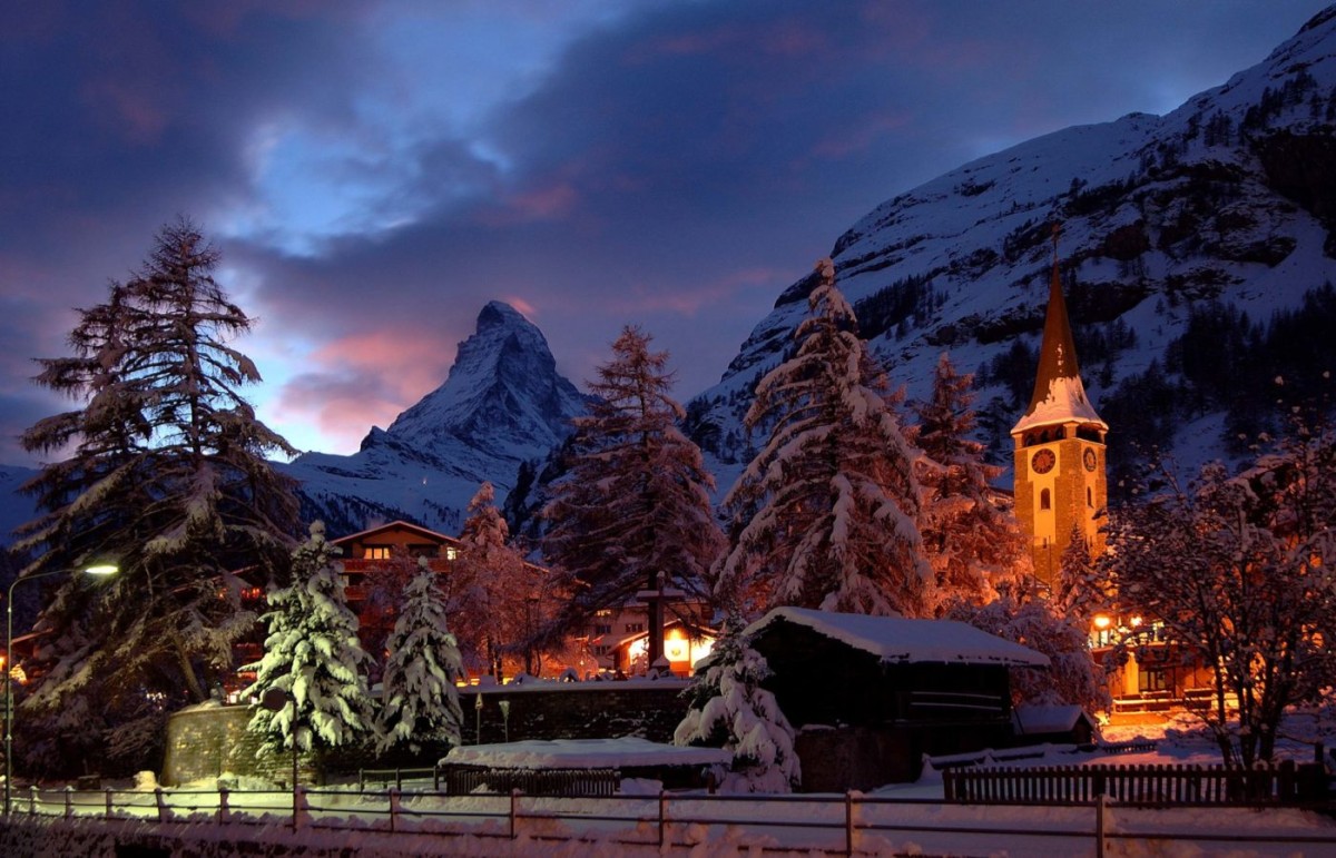 Swiss ski resort Zermatt – magical winter evenings Swiss ski resort Zermatt – magical winter evenings