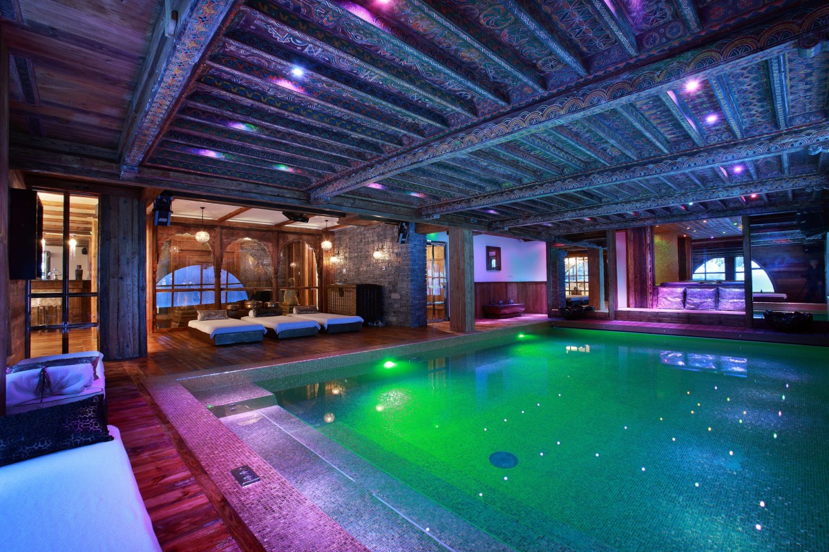 The pool of luxury ski chalet Marco Polo, Val d'Isere, French Alps