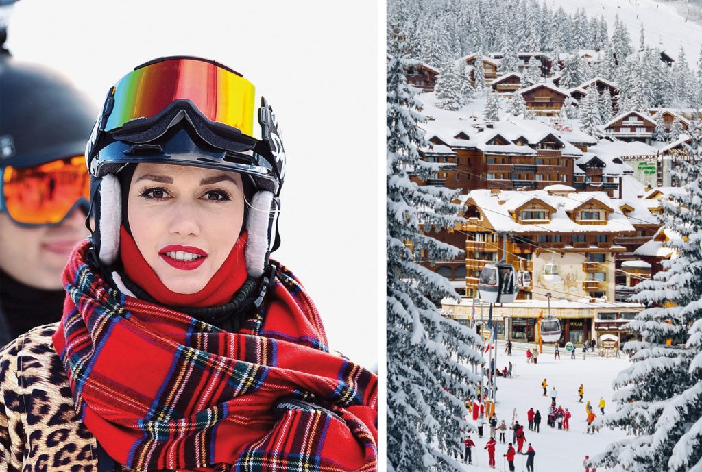 Gwen Stefani looks radiant in a new animal print ski outfit while skiing with husband Gavin Rossdale in Mammoth Lakes, CA., Photo © Sharpshooter Images/Splash/Splash News/Corbis; Ski resort of Courchevel, Savoie, Rhone-Alpes, France, Photo © Neil Emmerson/Robert Harding World Imagery/Corbis