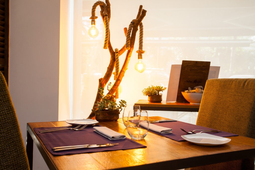 A table setting at Adrian Quetglas restaurant