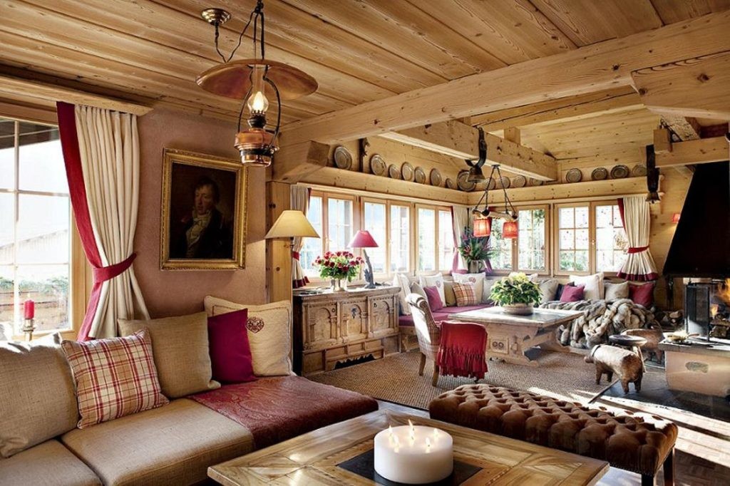 Living area at Chalet Maldeghem in the Swiss skiresort of Klosters