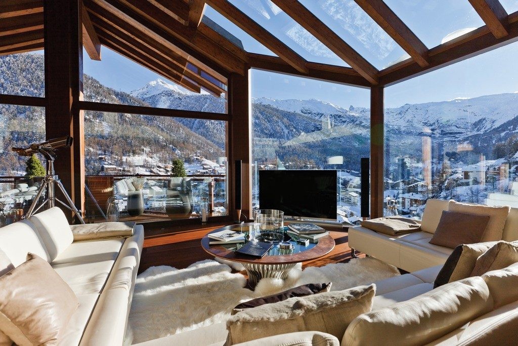 Lounge area at Chalet Zermatt Peak in Zermatt, Swiss Alps