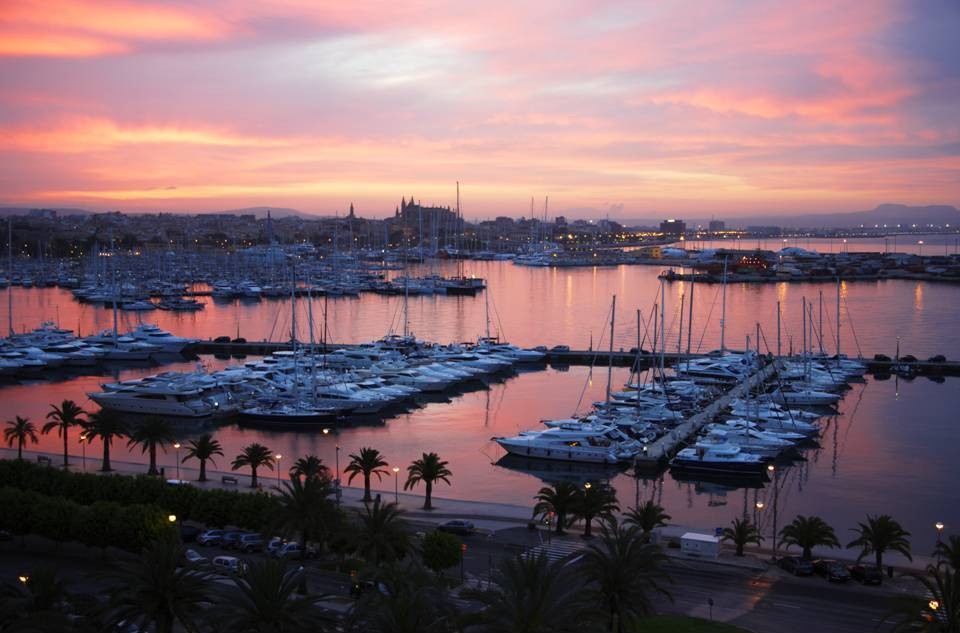 Palma de Mallorca’s yachting harbour at sunrise. The islands capital city recently hosted the 20th anniversary Superyacht Cup run by the Real Club Nautico de Palma team