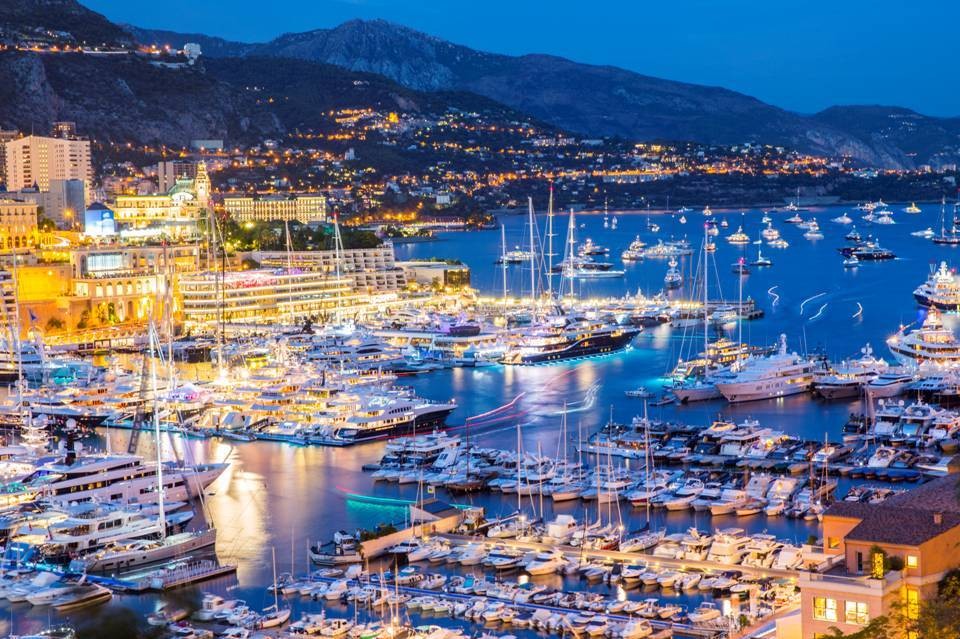 Luxury yachts docked in the marina of Port Hercule where the 26th Monaco Yacht Show is to be held from 28th of September to 1st October, 2016