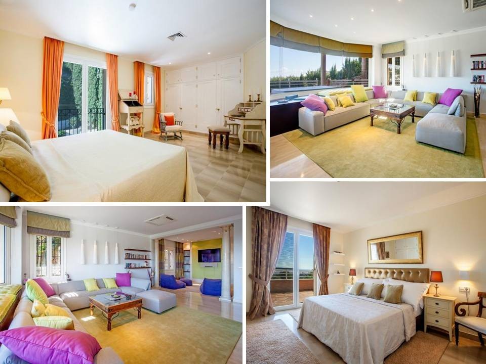 Villa Belanya, Son Vida: three bedrooms have sea views and direcht access to the upper terrace, main living room