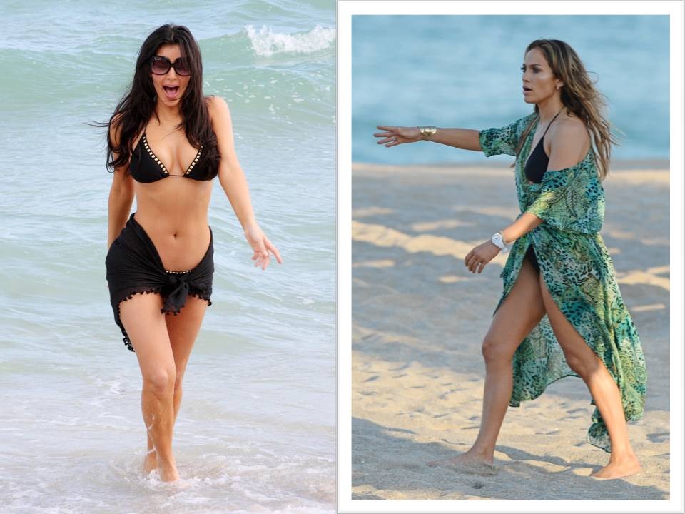 Beach Lovers: Reality-TV-Star Kim Kardashian and singer/actress Jennifer Lopez Beach Lovers: Reality-TV-Star Kim Kardashian and singer/actress Jennifer Lopez