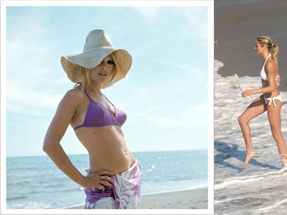 Beach Lovers: French actress Brigitte Bardot and american actress Cameron Diaz Beach Lovers: French actress Brigitte Bardot and american actress Cameron Diaz