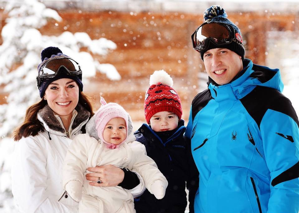 Prince William and his famil - the Duchess of Cambridge, Prince George and Princess Charlotte - being spotted in Courchevel 1850 whilst their spring ski holidays