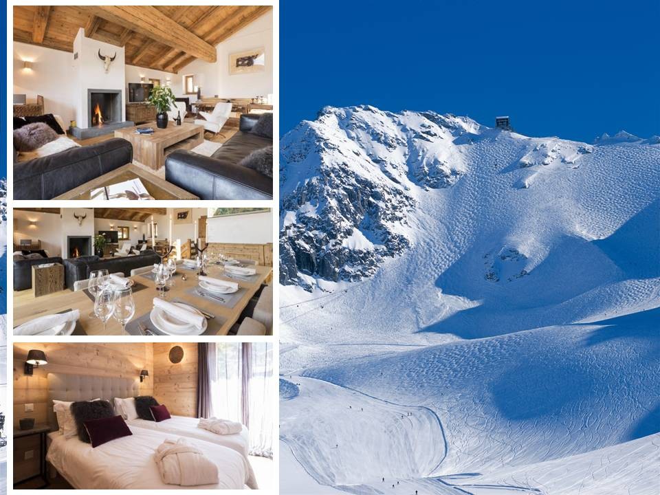 Luxury Chalet Maurine, Verbier – living room, dining area, bedroom, view towards Mont Fort (3328 meters) with bumping slopes