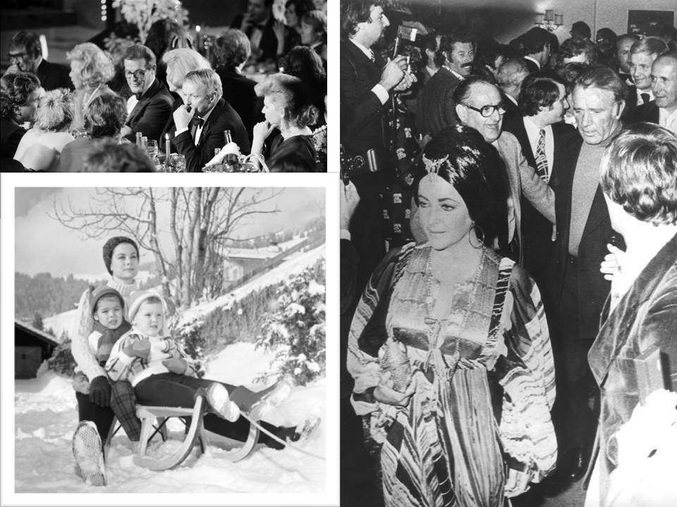 Out and about in Gstaad: Ol’ Blue Eyes aka Frank Sinatra and british actor Sir Roger Moore attending a christmas gala at the “Palace Hotel”, Dec 1985; the late Princess Grace of Monaco and her kids Caroline and Albert having fun in Gstaad, Feb 1962; tinseltowns bigger than life actress, the late Elizabeth Taylor and two time husband, welsh actor Richard Burton (1925-1984), arrive at a cinema in the Swiss resort to attend the first performance of the movie “The Return of the Pink Panther”, Sep 1975 Out and about in Gstaad: Ol’ Blue Eyes aka Frank Sinatra and british actor Sir Roger Moore attending a christmas gala at the “Palace Hotel”, Dec 1985; the late Princess Grace of Monaco and her kids Caroline and Albert having fun in Gstaad, Feb 1962; tinseltowns bigger than life actress, the late Elizabeth Taylor and two time husband, welsh actor Richard Burton (1925-1984), arrive at a cinema in the Swiss resort to attend the first performance of the movie “The Return of the Pink Panther”, Sep 1975
