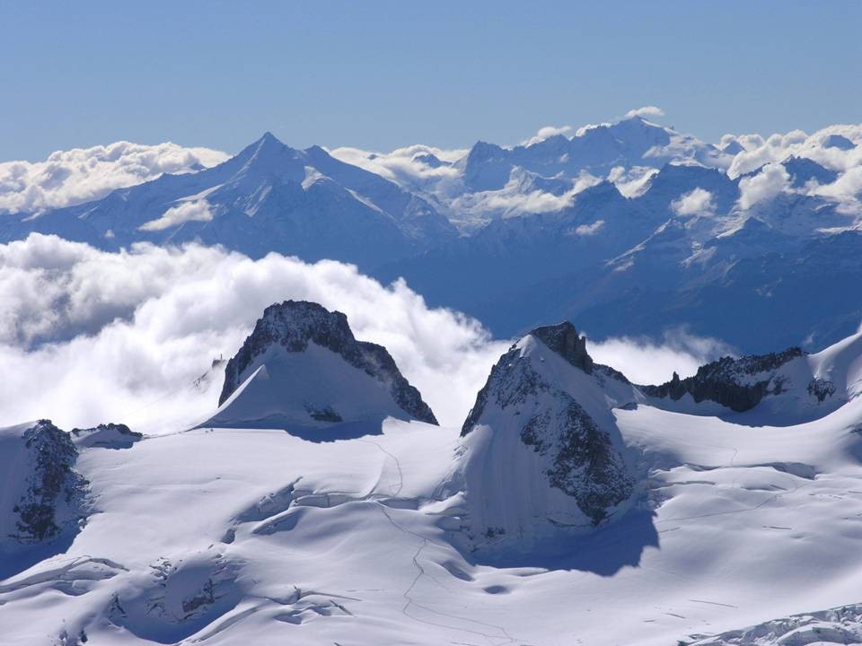 The snow covered peaks of the Mont Blanc-Massif in the Haute-Savoie département, French Alps. With 4807 m the Mont Blanc is the highest mountain in EuropeNOW also AVAILABLE through Finest Holidays: Luxury Mont Chalet in Verbier