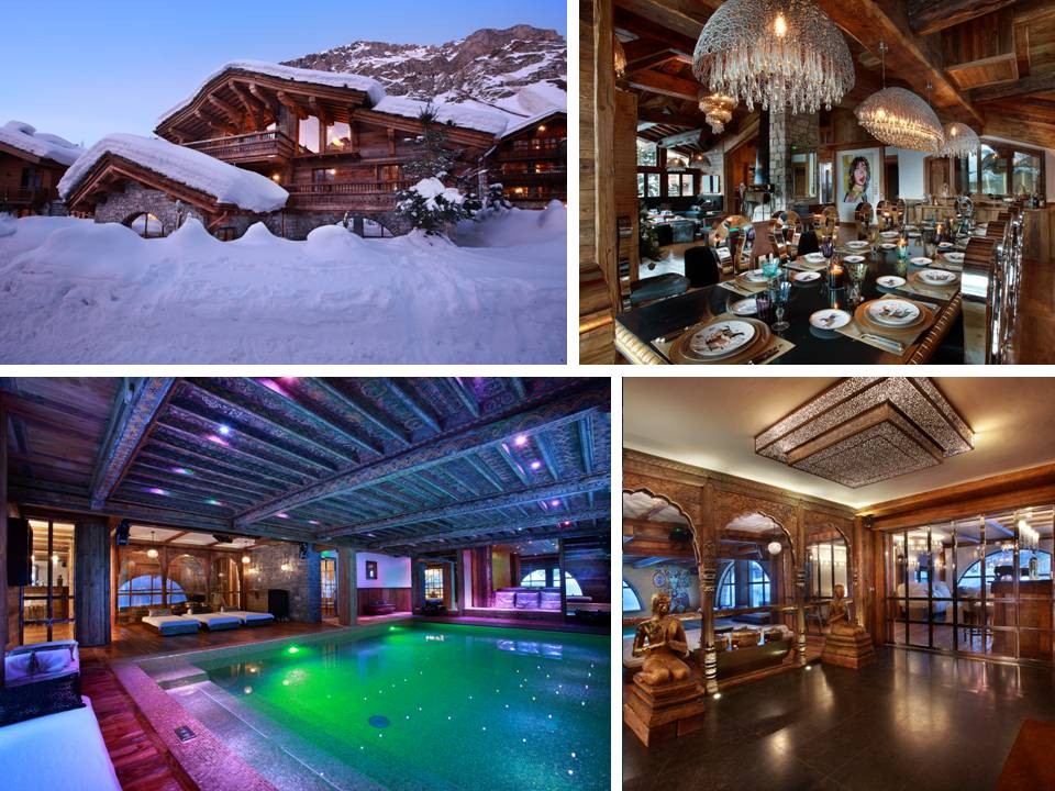 The sumptuous Chalet Marco Polo, Val d’Isère – Exterior, pool, dining room and hall