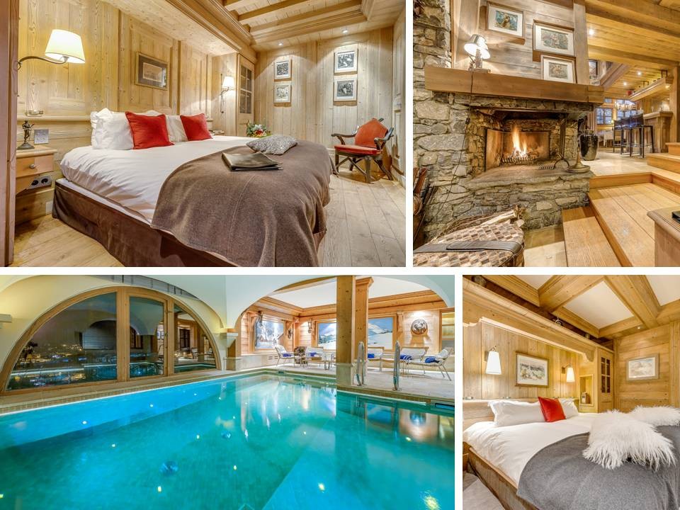 Chalet Montana (pictured: bedrooms, pool, fireplace), sleeps 10+5 – availability Dec 12-19, £23,650 and Dec 19-26, £42,600 Take a look on our complete portfolio of luxury Ski Chalets in the French Alps. Do it NOW and BOOK WITH US!