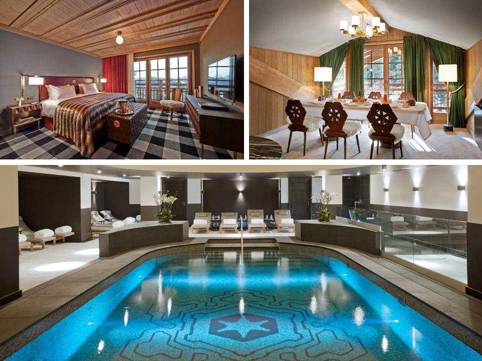 L’Apogée Courchevel: Guestroom, private dining in the Penthouse, Swimming Pool L’Apogée Courchevel: Guestroom, private dining in the Penthouse, Swimming Pool