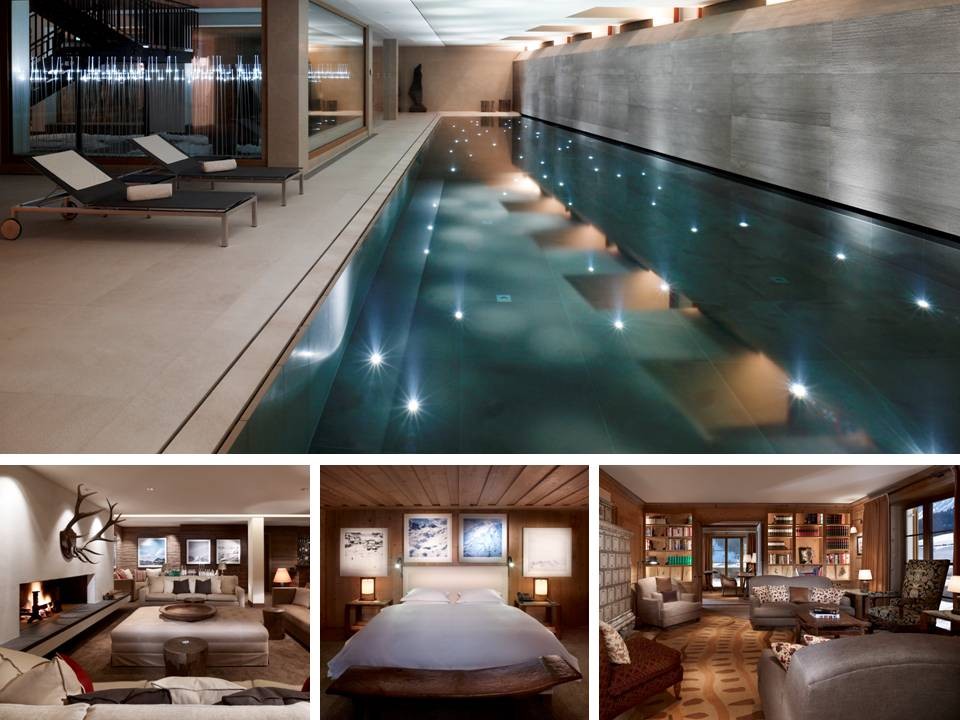 Aurelio Lech Hotel & Club, Lech am Arlberg: the main swimming pool, Licca Lounge Bar, Guestroom, the library at the Aurelio Club