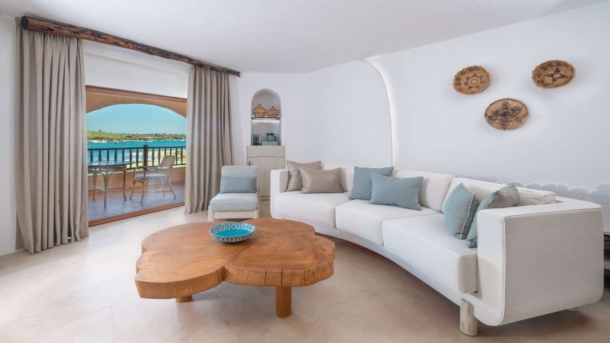 Cala di Volpe features 121 guest rooms celebrating Sardinian artistry with handcrafted furniture tailored to each room's theme.